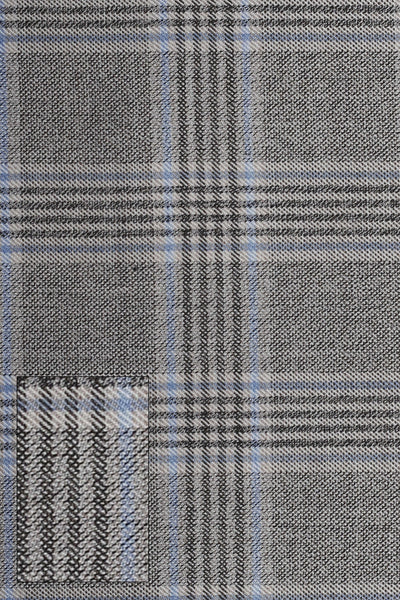 Gray/ Light Blue Classic plaid 100% Wool Sports Jacket