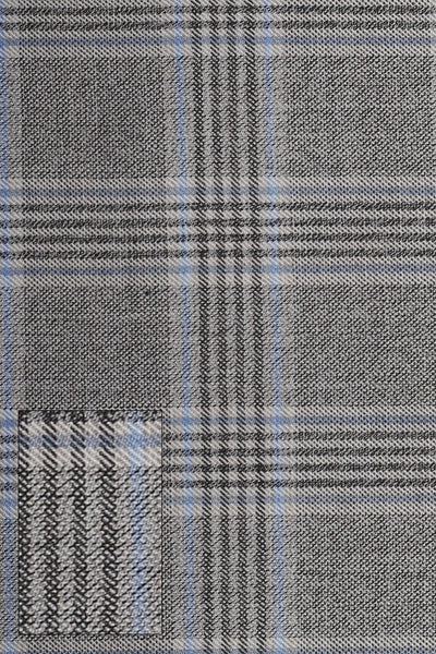 Gray/ Light Blue Classic plaid 100% Wool Sports Jacket