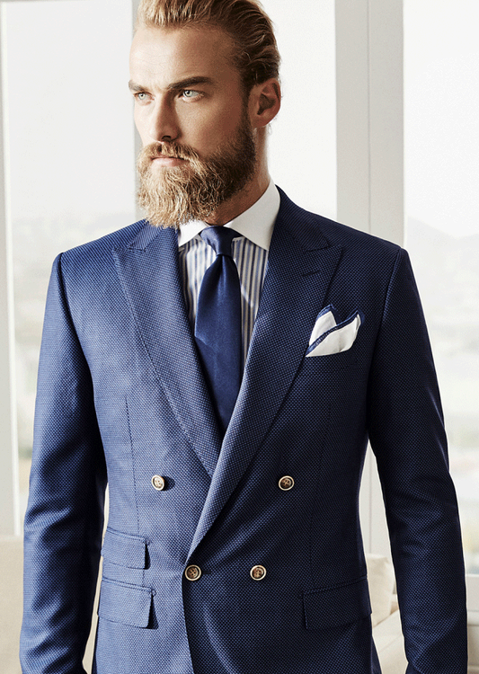 Blue Classic Plain/Solid 100% Wool Blazers