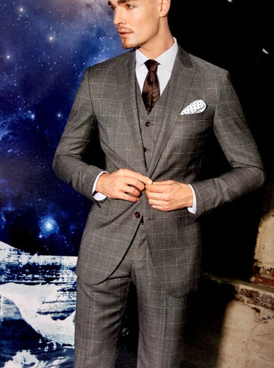 Blueburry Royale  Gray windowpane Suit