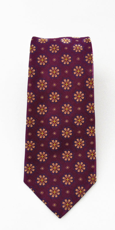 Purple Floral Medallion/Floral Silk Tie