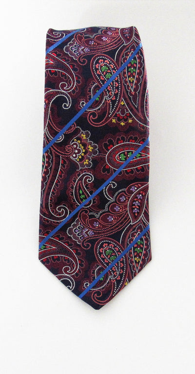 Blueburry Paisley with Strips Classic Silk Tie