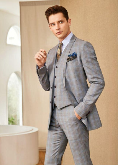 Blueburry Royale beige Plaid Suit